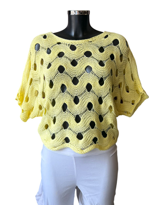 Faith open knit short jumper - Lemon