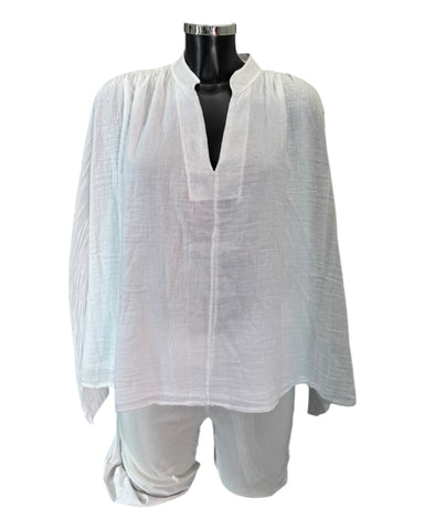 Macey cotton boho blouse - White
