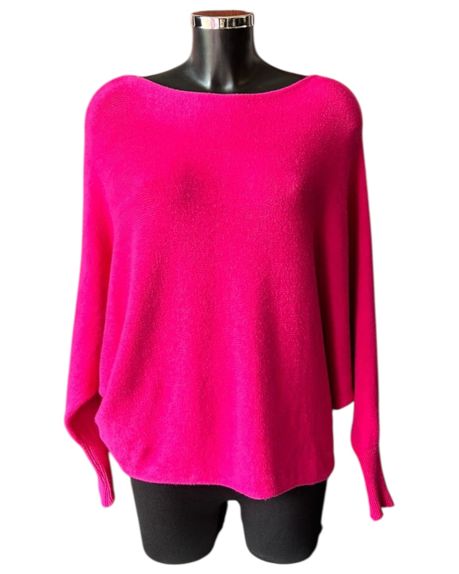 Cassie pearl back batwing jumper - Fuschia