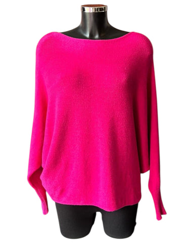 Cassie pearl back batwing jumper - Fuschia