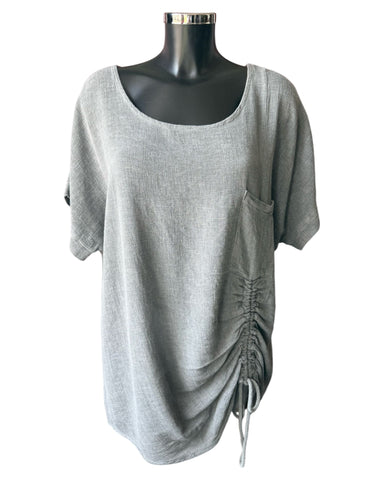 Casey range ruched tunic top - Charcoal
