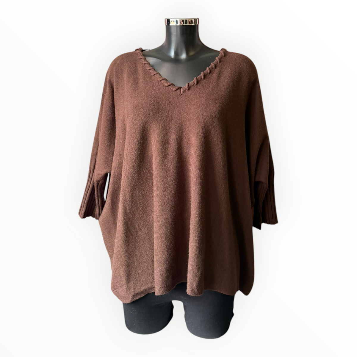 Melissa v neck relaxed fit jumper - Chocolate