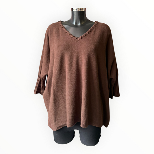 Melissa v neck relaxed fit jumper - Chocolate