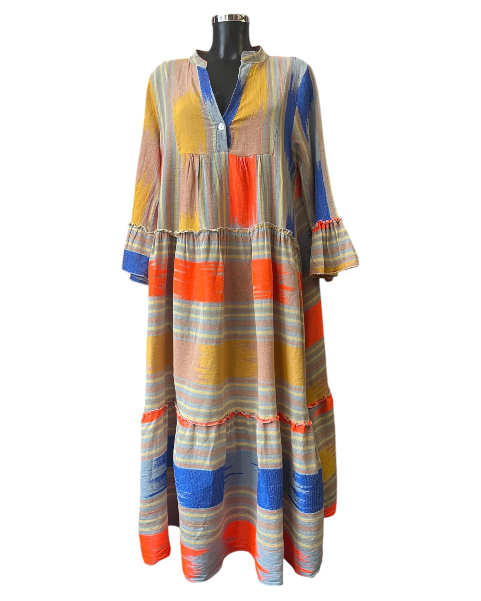 Ibiza range vibrant long dress - Orange mix