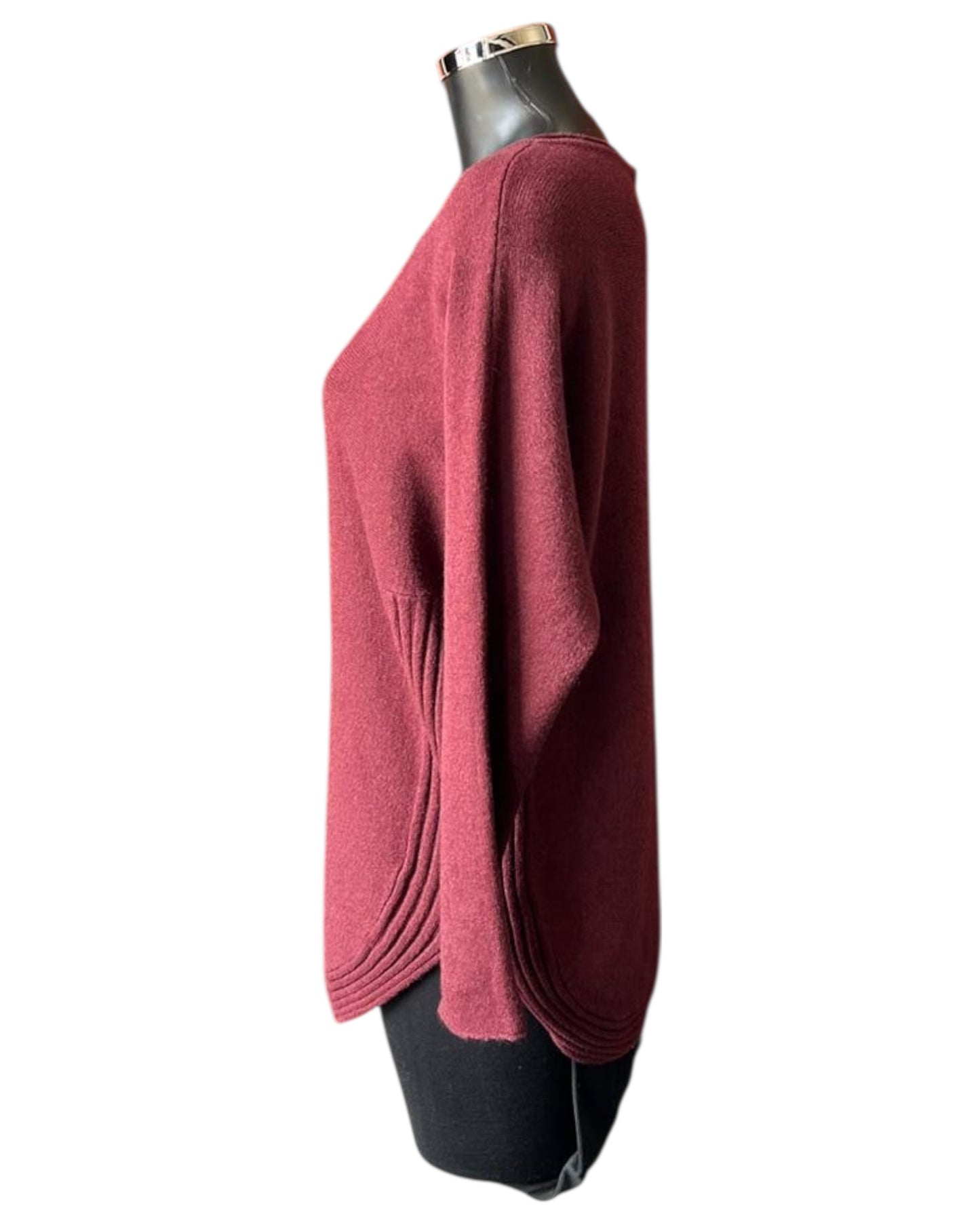 Camilla curved hem soft knitted jumper - Bordeaux