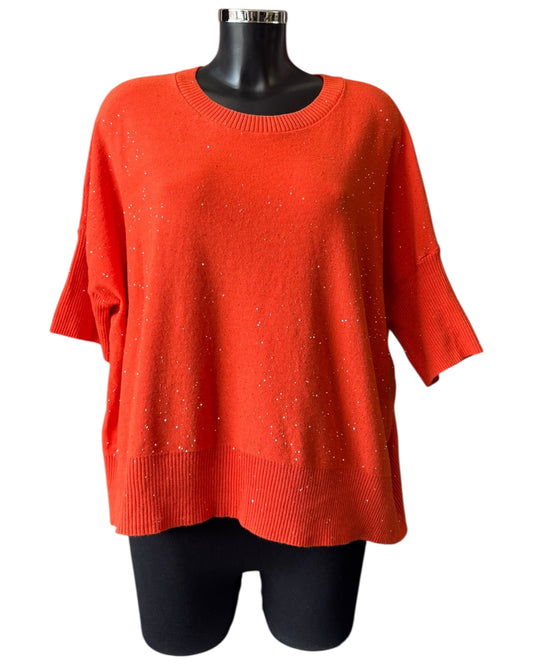 Eva sparkle knit half sleeve jumper - Orange
