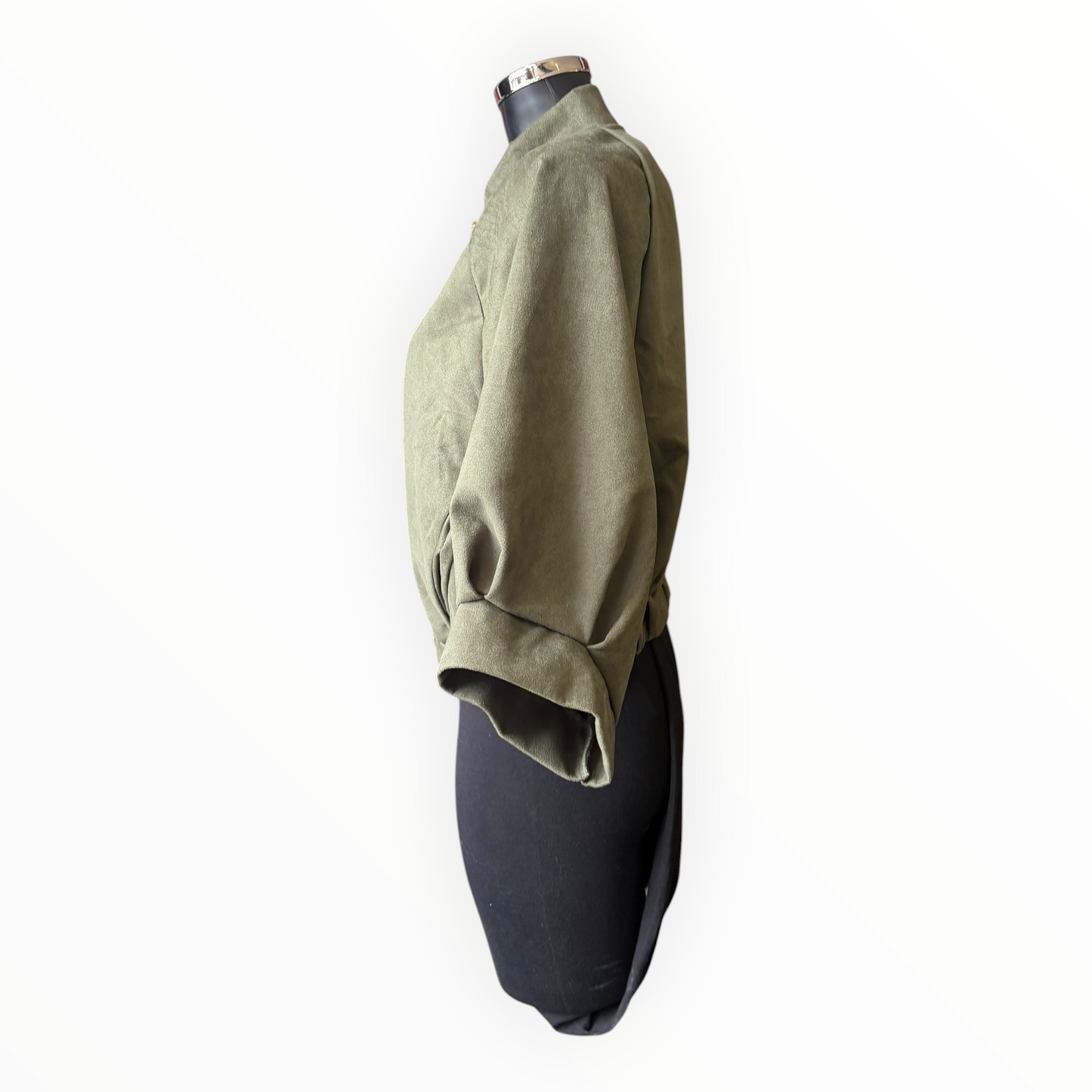 Ellie military style bomber jacket - Khaki suede feel