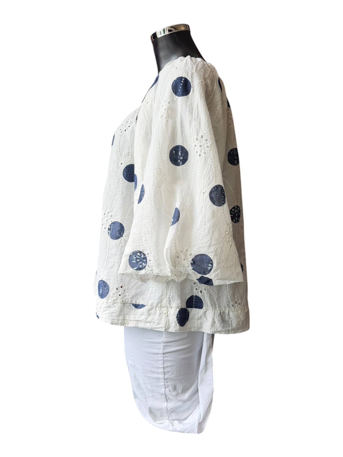 Imogen broderie spot top - Navy