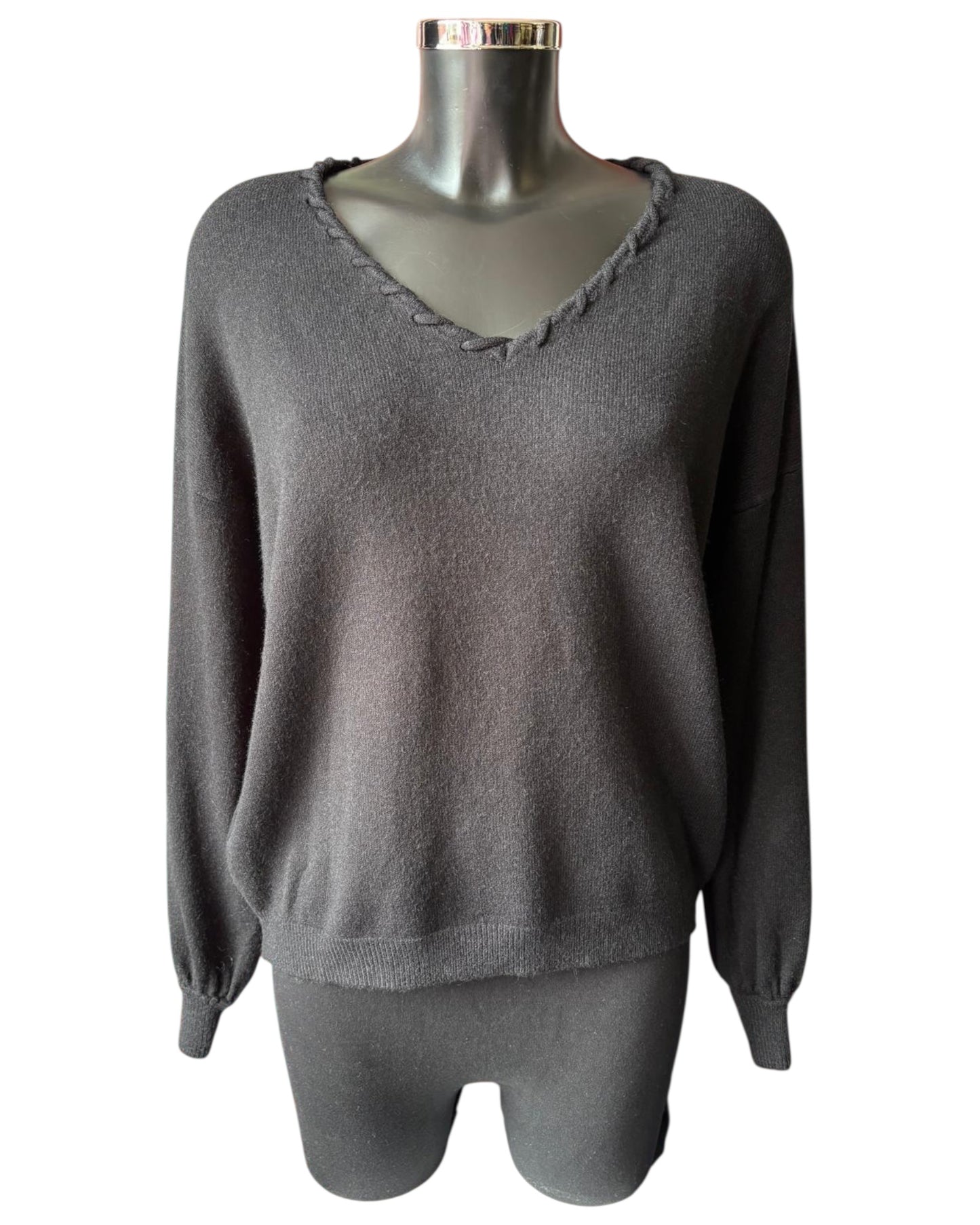 Imogen v neck super soft jumper - Black