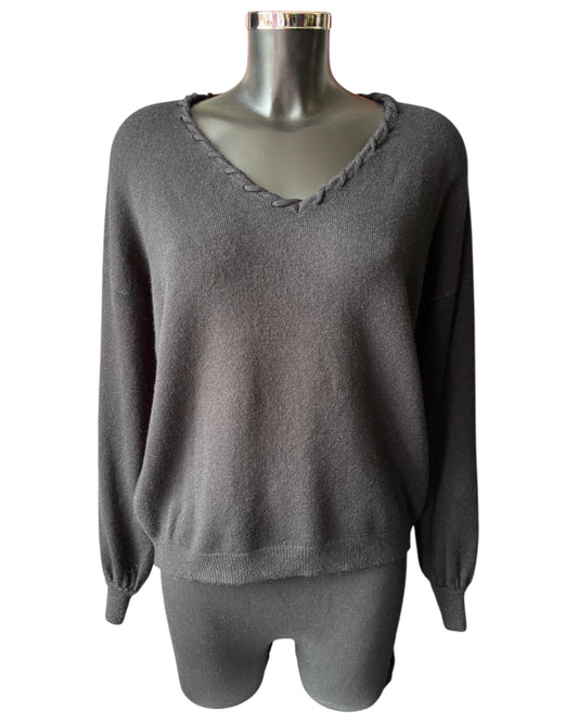 Imogen v neck super soft jumper - Black
