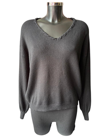 Imogen v neck super soft jumper - Black