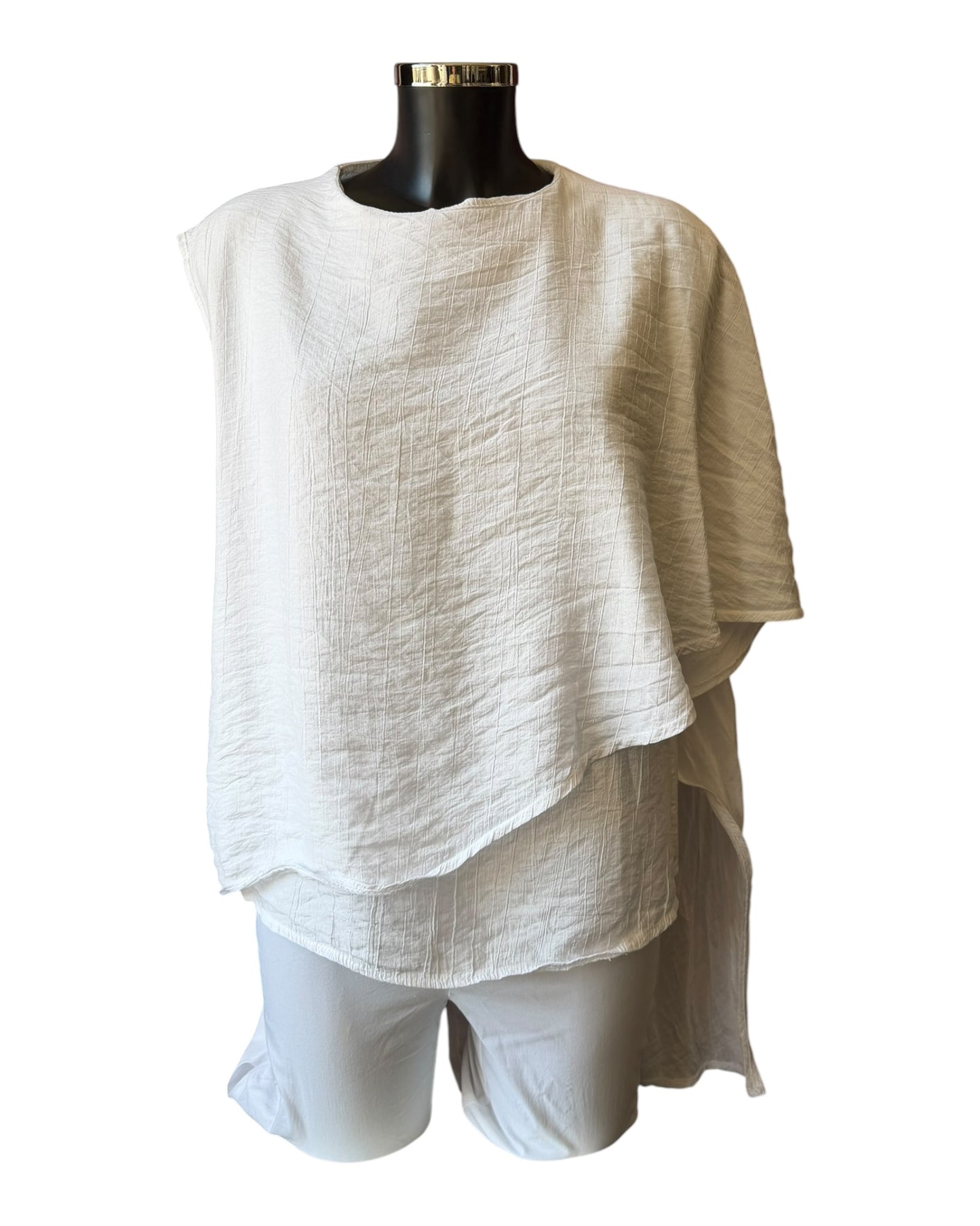 Grace quirky drape side vest top - White