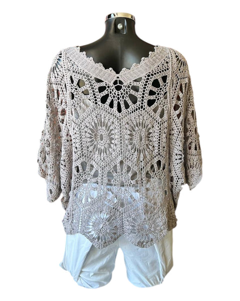 Bridgette 2 piece v neck crochet top - Mocha