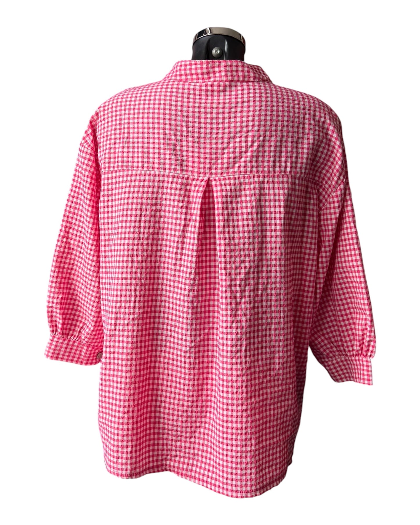 Gia gingham check oversized shirt  - Raspberry