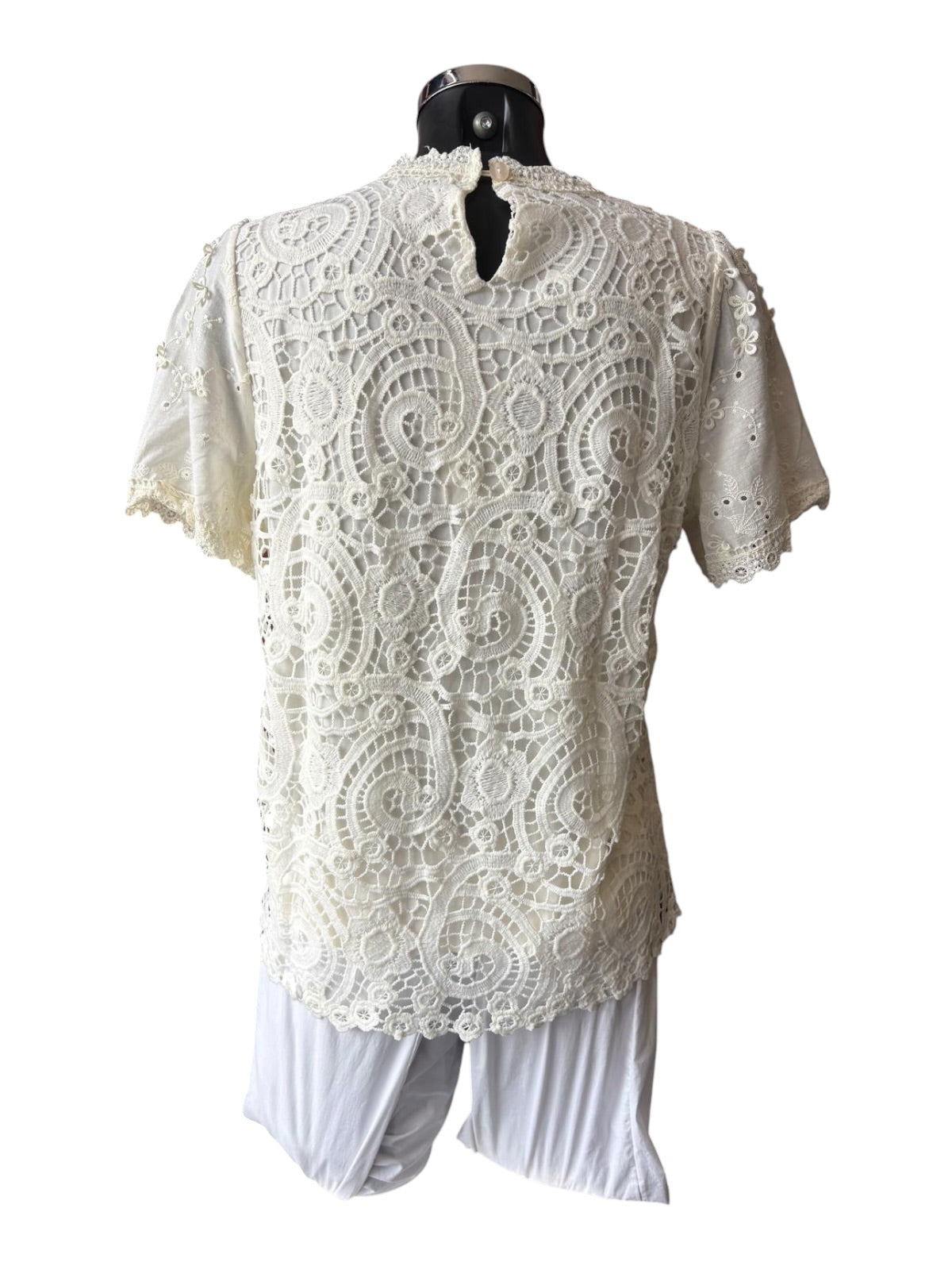Sofia cutwork embroidered top - Ivory