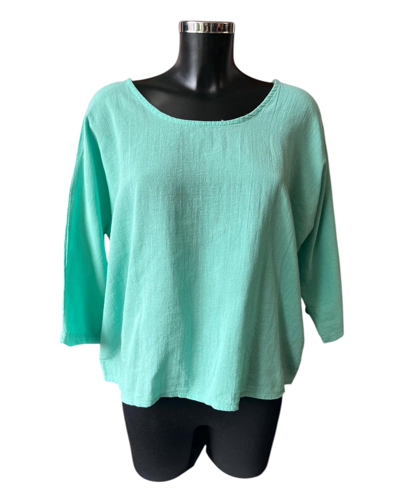 Mia cotton linen mix top - Mint