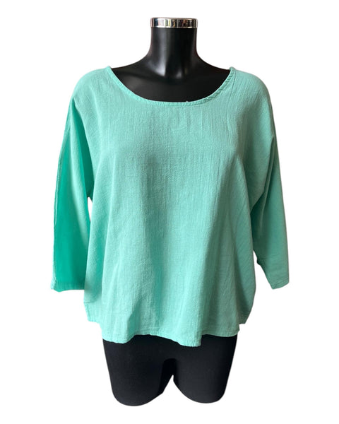 Mia cotton linen mix top - Mint