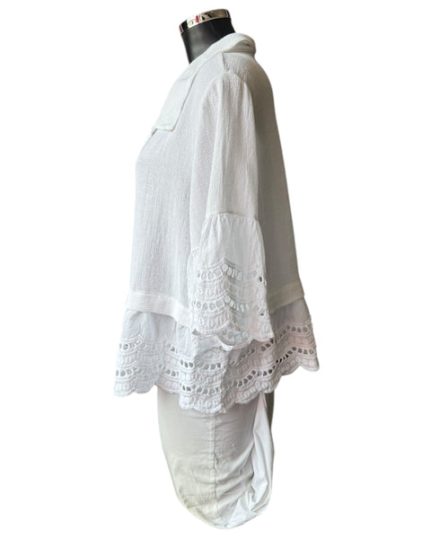 Casey range anglaise trim shirt - White