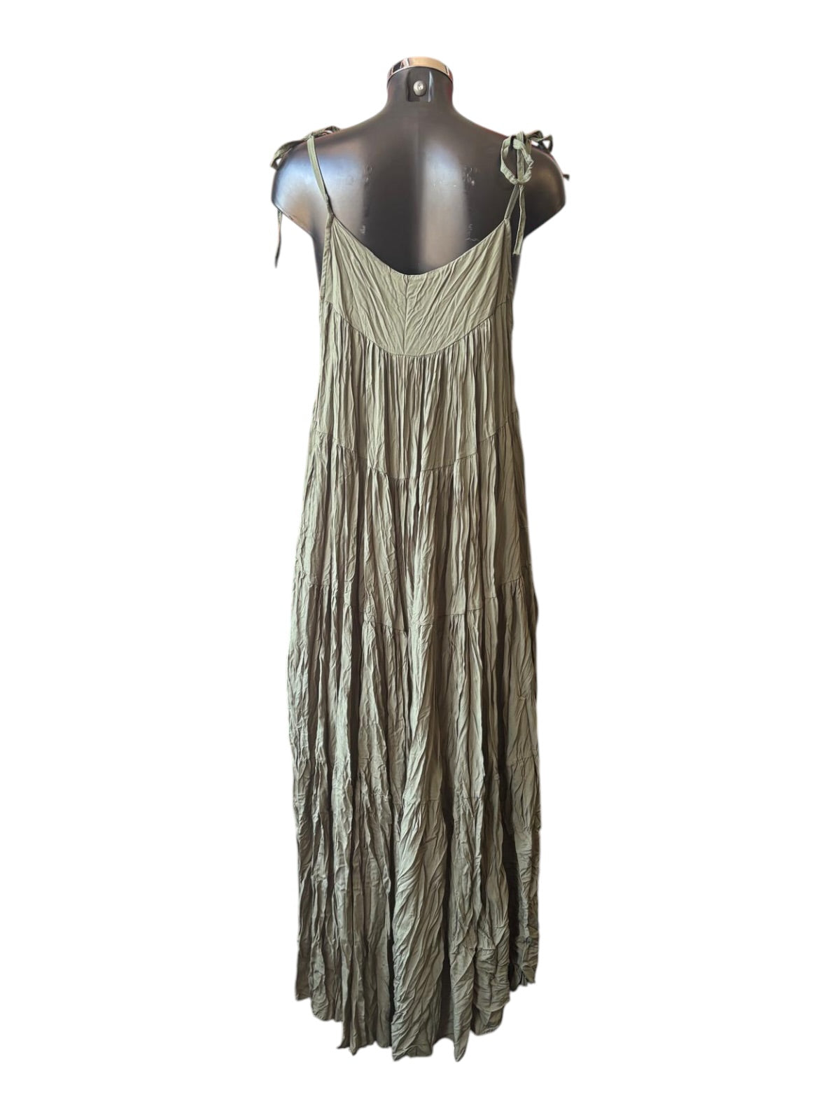 Sophie strappy tiered maxi dress - khaki