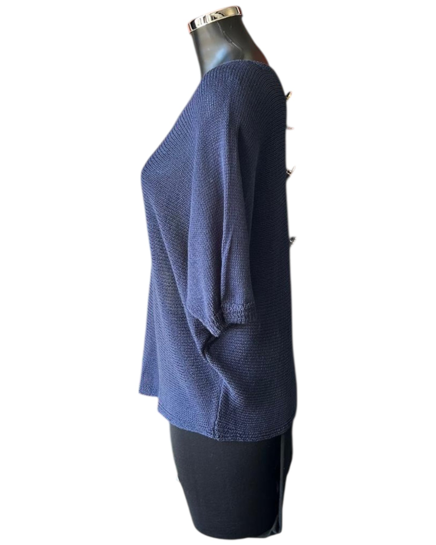 Tallulah fine knit button back jumper - Navy