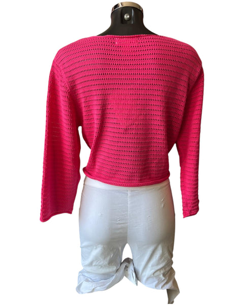 Orientique tie knit shrug - Hot Pink