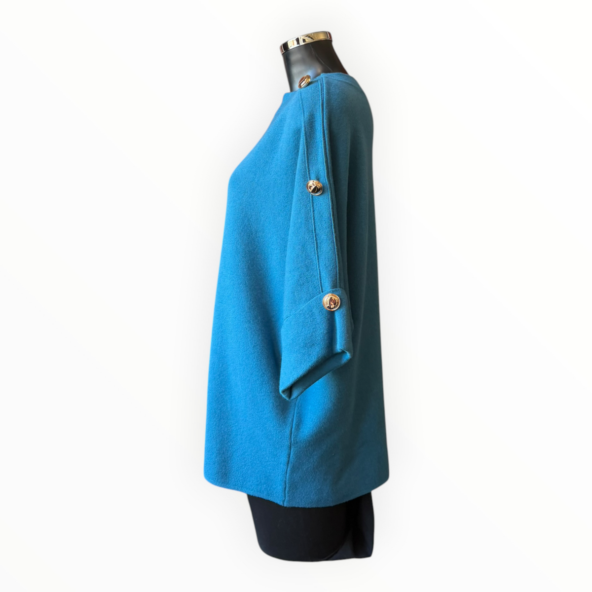 Elicia premium knit gold button jumper - Teal