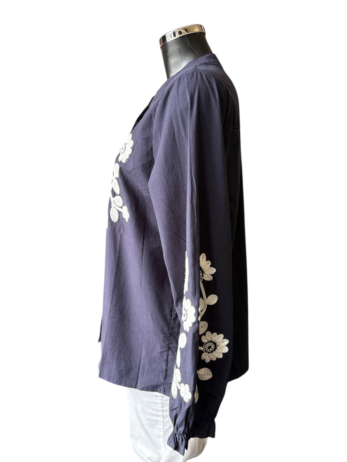 Harper cotton daisy embroidered blouse - Navy