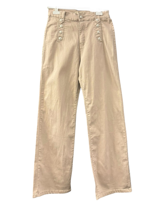 Tulisa button detail wide leg jeans - Beige