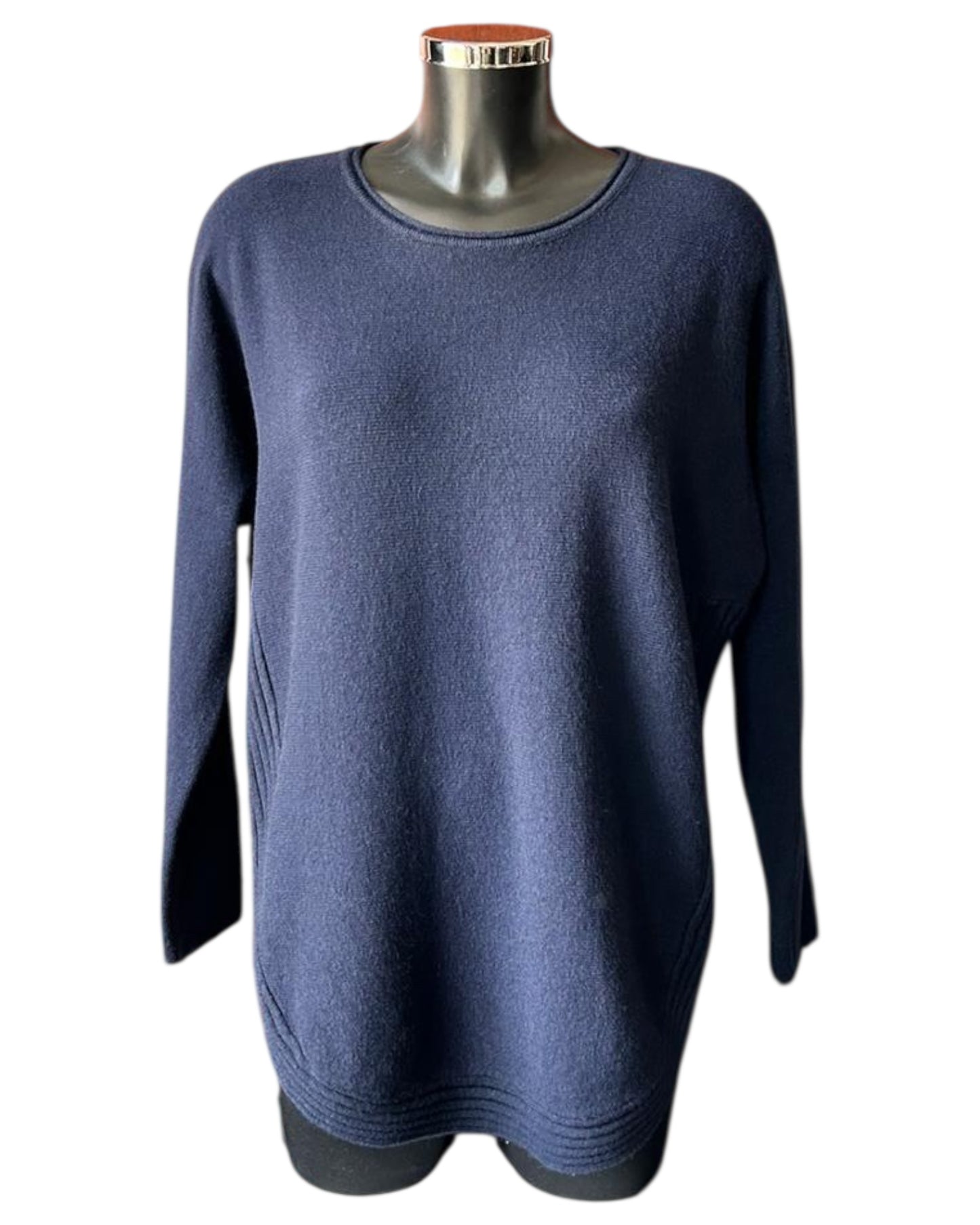 Camilla curved hem soft knitted jumper - Navy