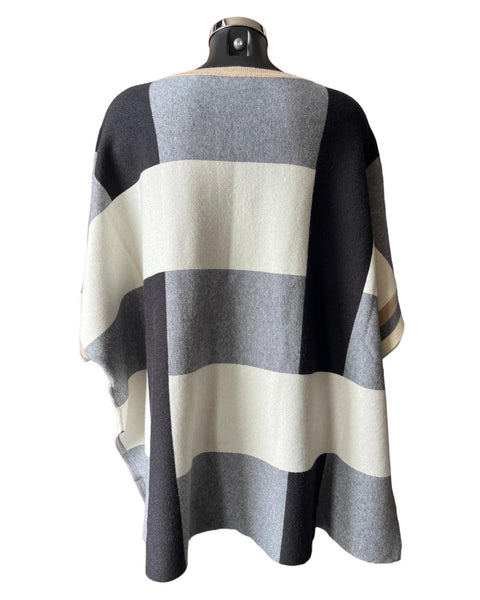 Eletta checked poncho style jumper - grey mix