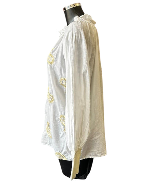 Chrissie paisley embroidered top - White