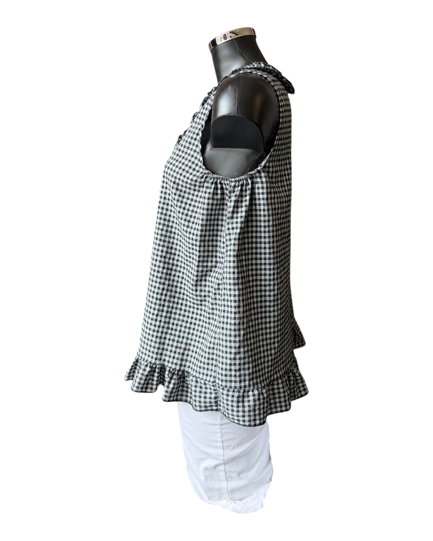 Gia gingham check sleeveless top - Black