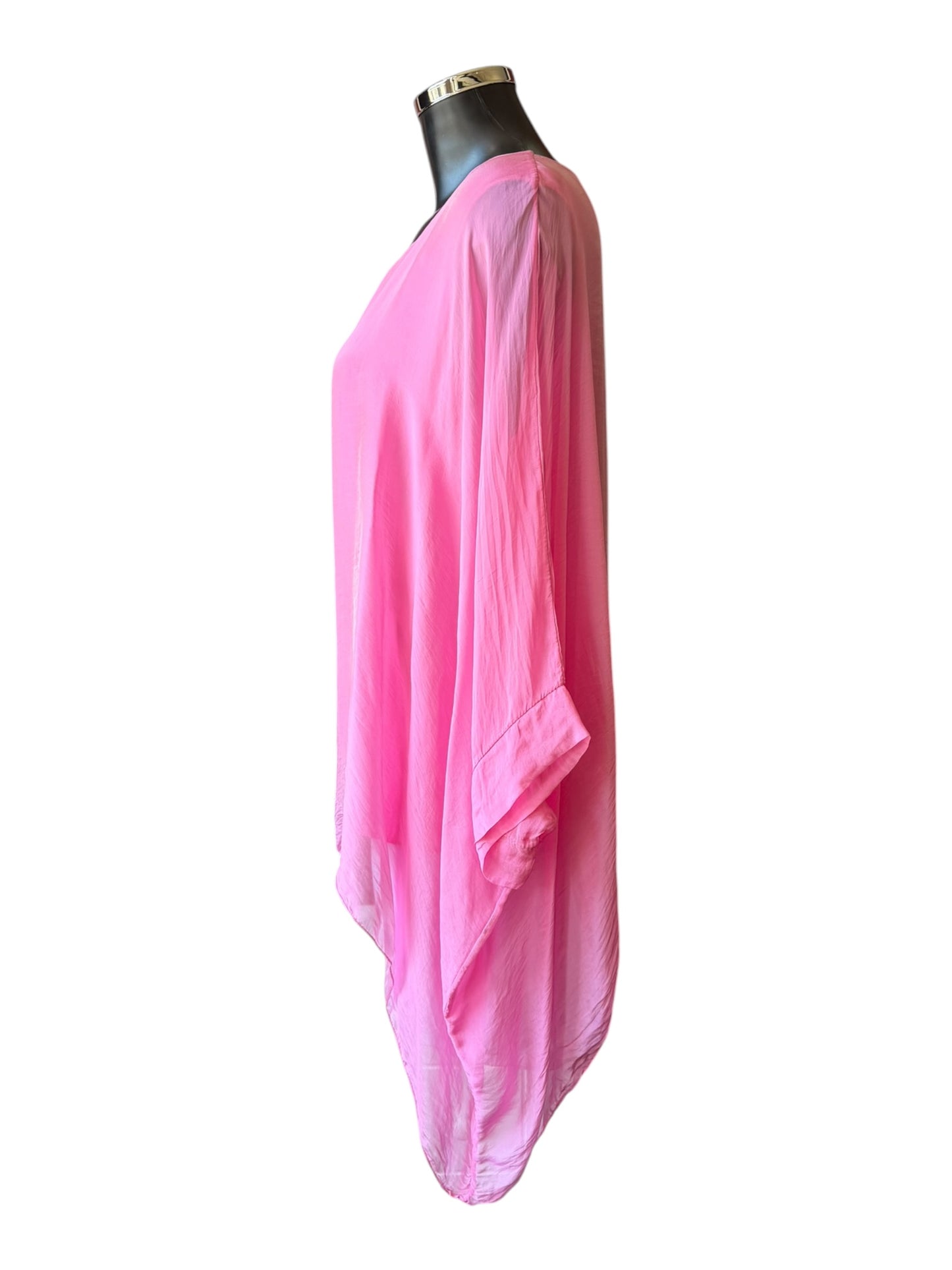 Sasha silk range floaty poncho top - candy pink
