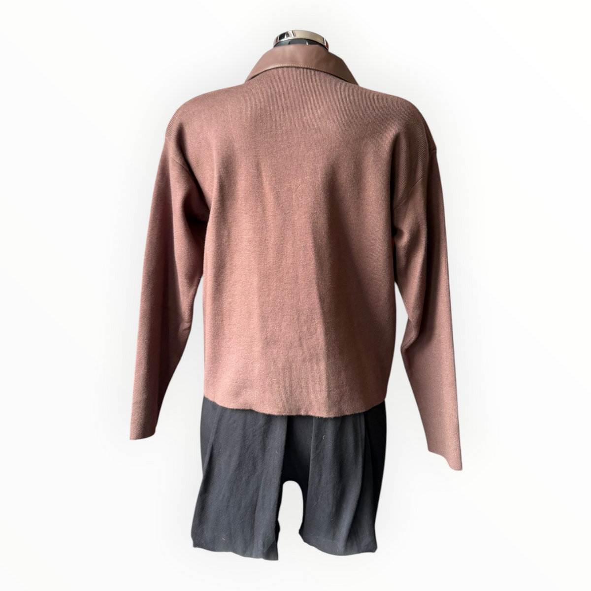 Tiffany faux leather detail cardigan - Chocolate