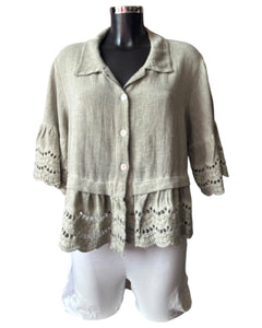 Casey range anglaise trim shirt - Khaki