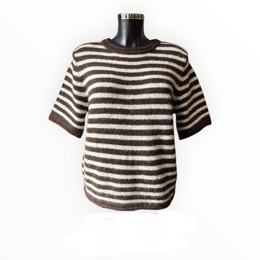 Kylie striped soft knit jumper  - Brown
