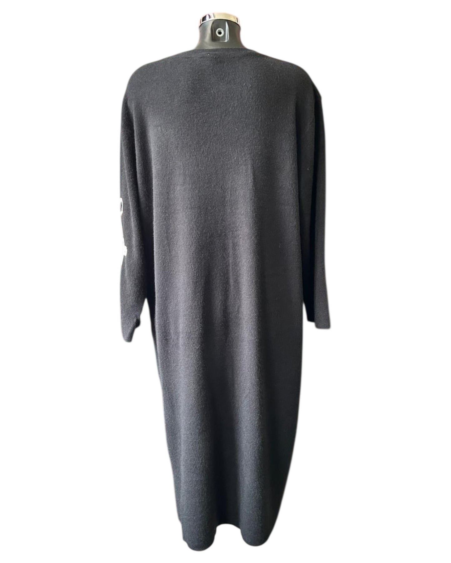 Milano flower range premium knit appliqué sleeve dress - Black