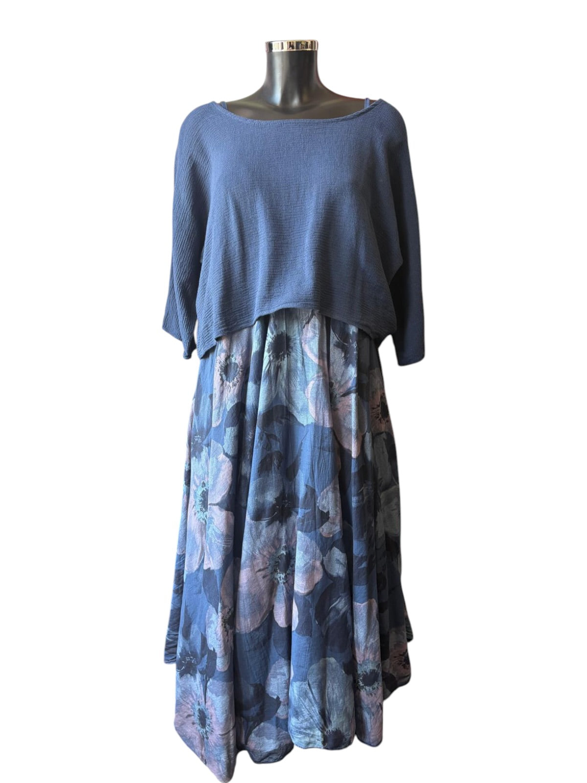 Nancy 2 piece dress and top set - Navy pattern