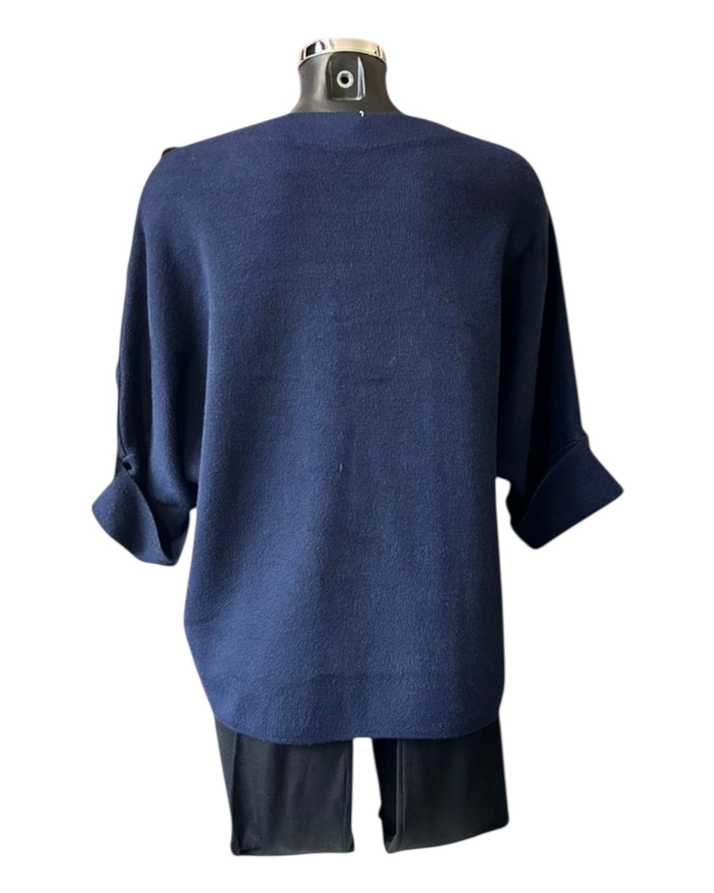 Freya premium knit gold button jumper - Navy