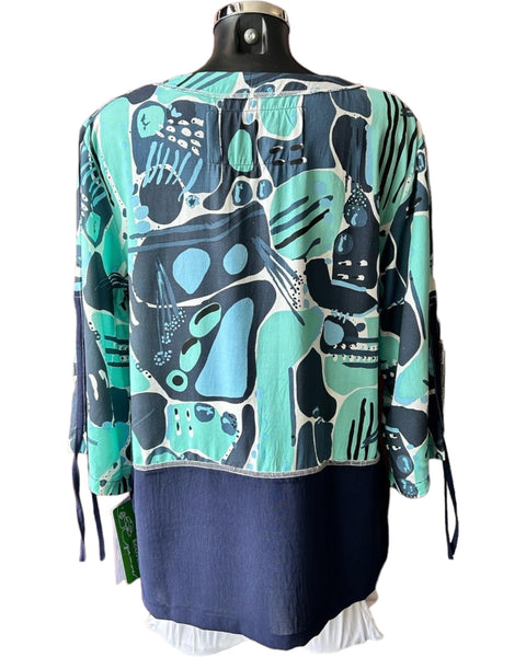 Tara Vao Kira contrast fabric jacket top - Navy mix