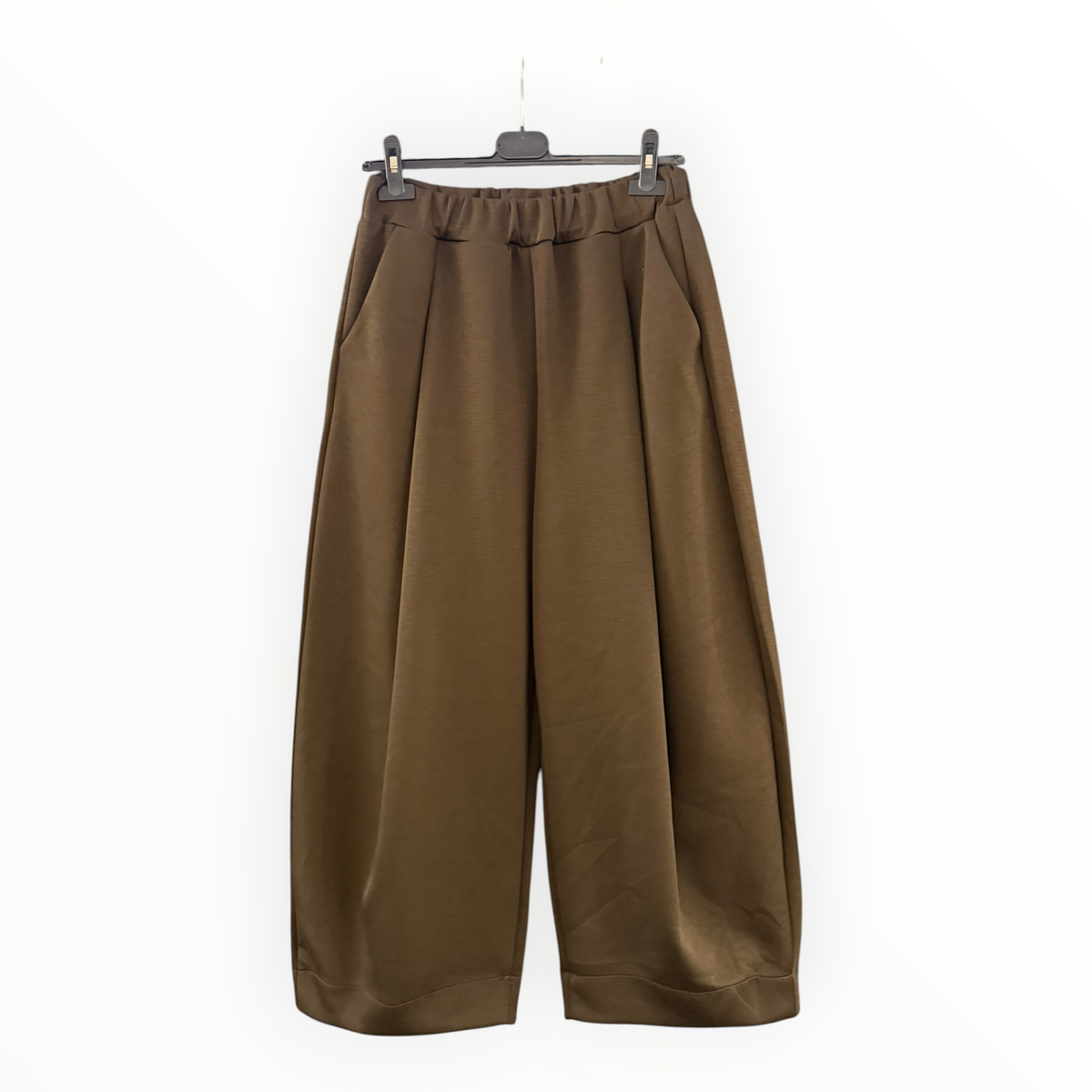 Bella barrel leg soft touch trousers - Chocolate