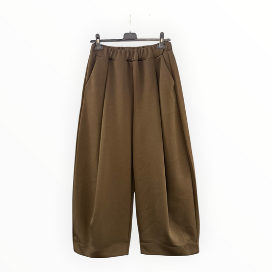 Bella barrel leg soft touch trousers - Chocolate