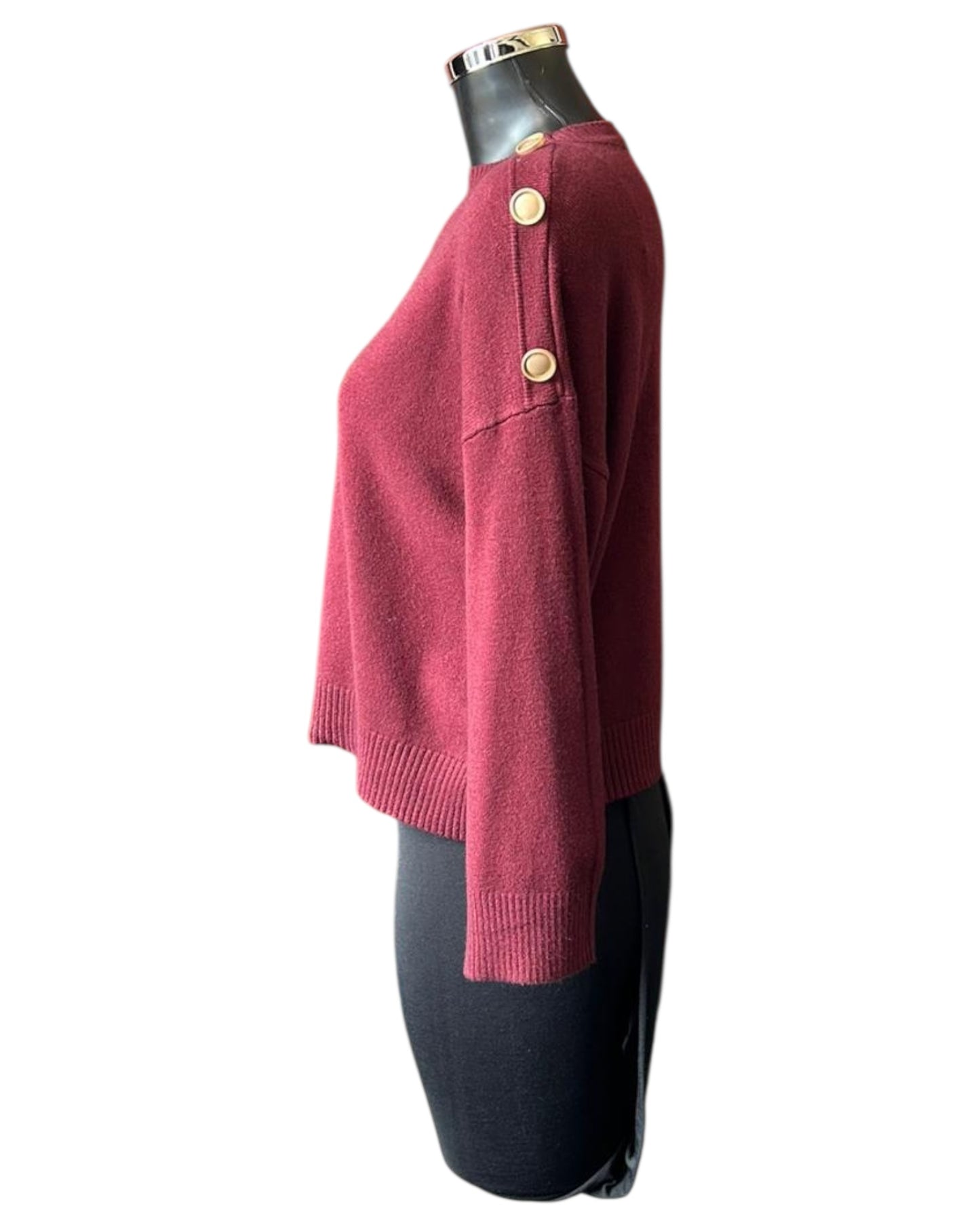 Valerie short button shoulder jumper - Bordeaux