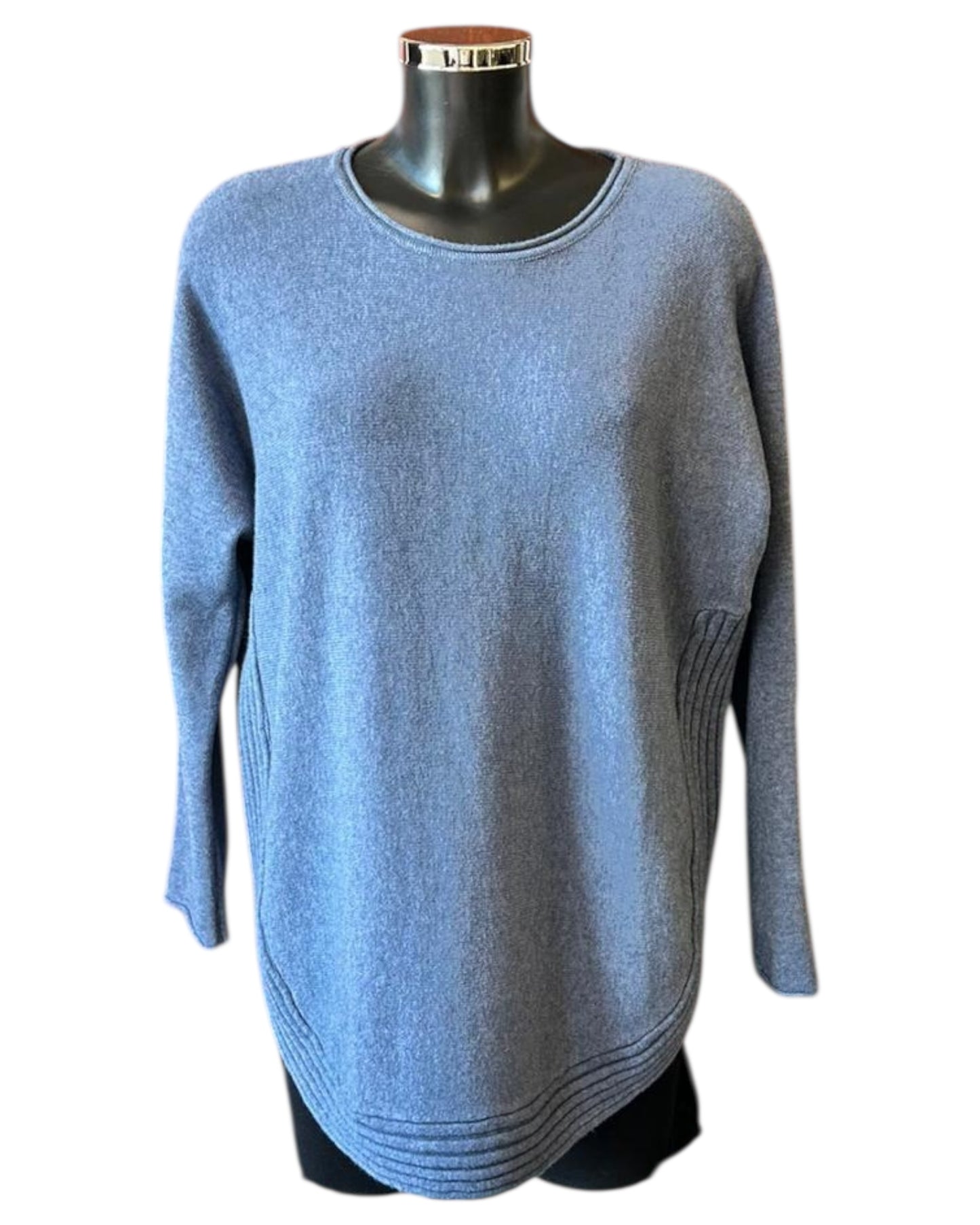 Camilla curved hem soft knitted jumper - Denim