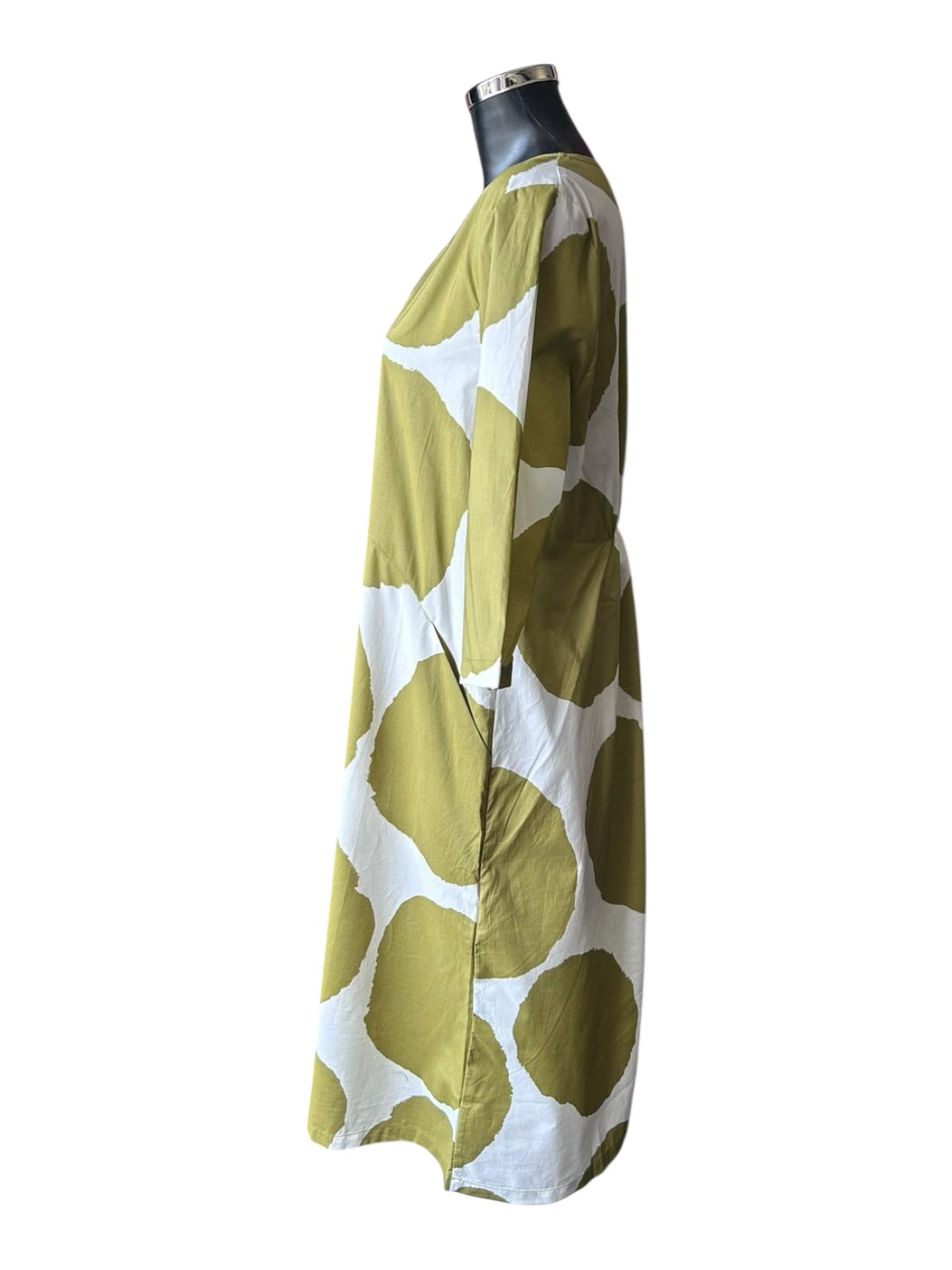 Tirelli curve seam poplin dress - Chartreuse/White