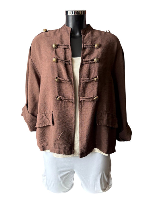 Elodie lightweight military jacket - Chocolate
