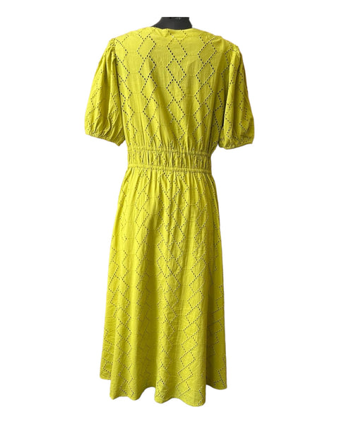 Foil well cut dress in citron