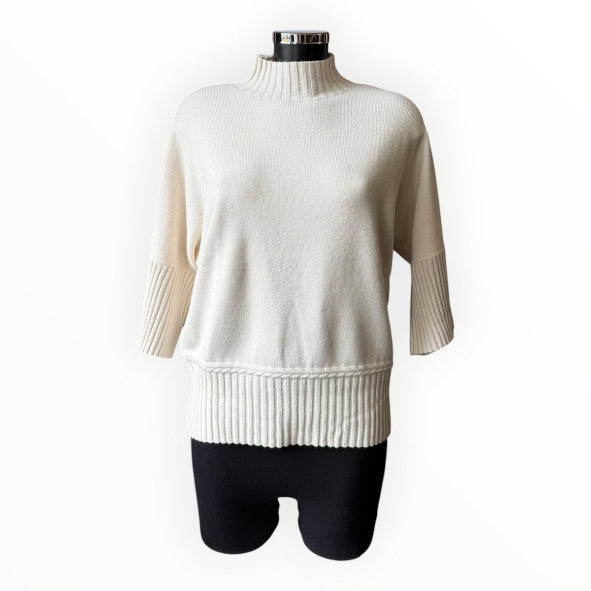 Abigail ribbed neck, hem & cuffs jumper - Beige