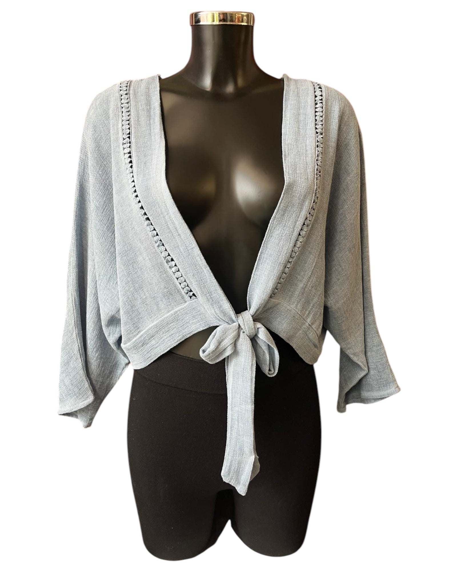 Casey range tie front bolero - Pale Blue