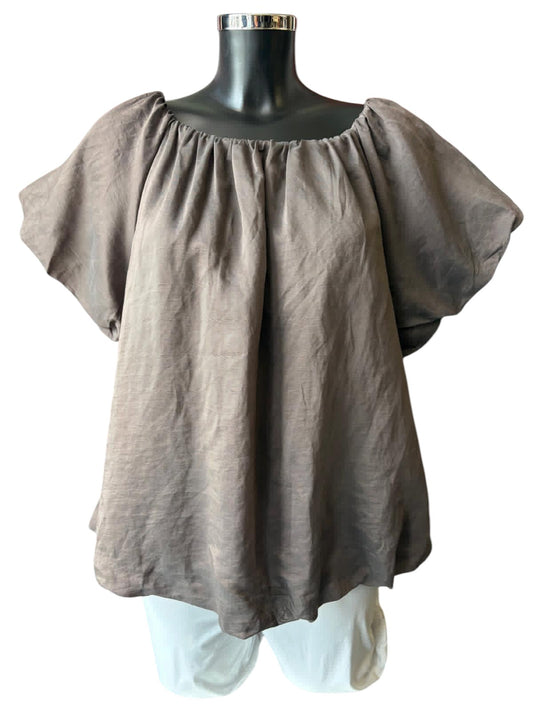 Isla bardot puff sleeve top - Chocolate